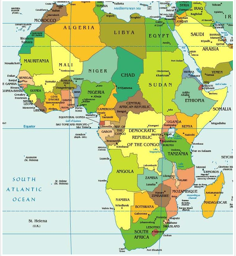 Карта мира и европы - Карта Африки